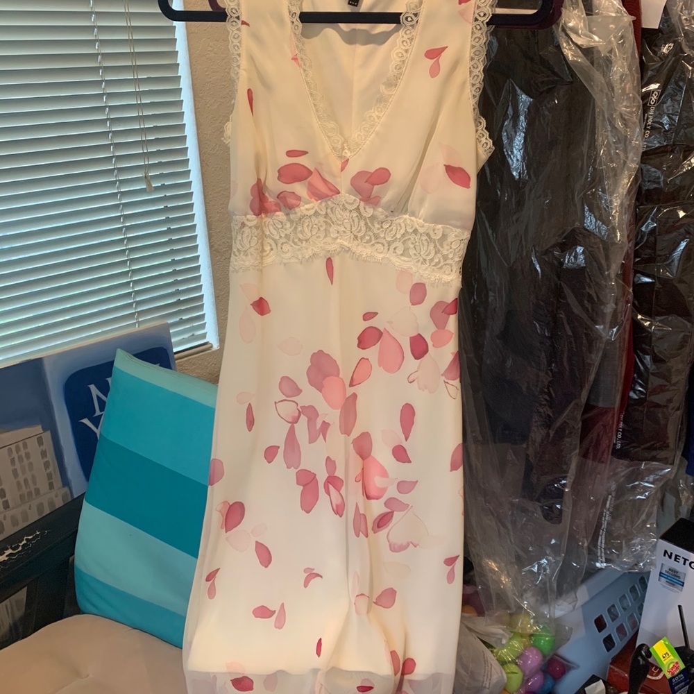 White flowery knee length dress